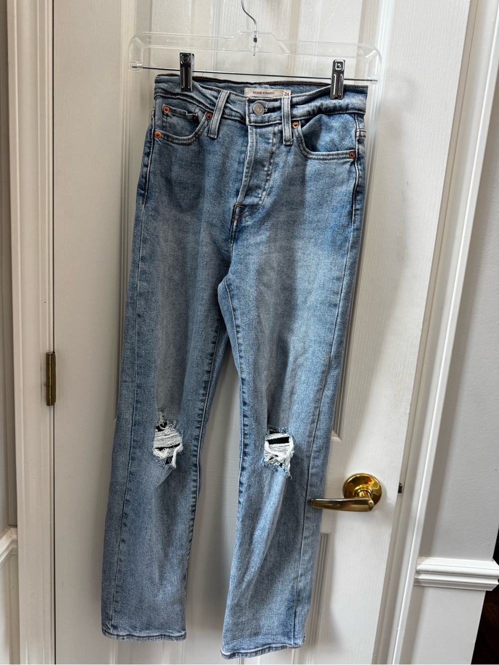 Levi's Light Blue Straight Leg Ripped Jeans